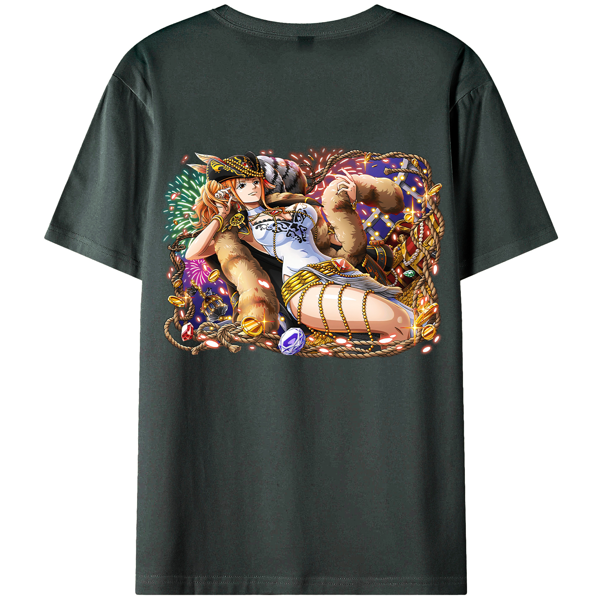 （画像用） ワンピース ナミ ONE PIECE Nami 綿100％ メンズ半袖Tシャツ（バックプリント） 通気性